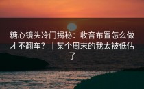 糖心镜头冷门揭秘：收音布置怎么做才不翻车？｜某个周末的我太被低估了