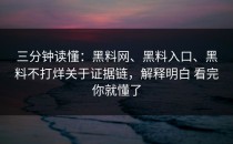 三分钟读懂：黑料网、黑料入口、黑料不打烊关于证据链，解释明白 看完你就懂了