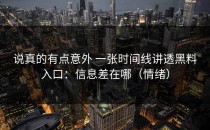 说真的有点意外 一张时间线讲透黑料入口：信息差在哪（情绪）