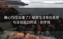 糖心TV又出事了？租房生活背后是那句没说出口的话｜别学我