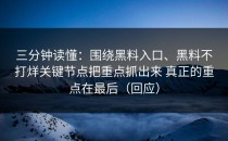 三分钟读懂：围绕黑料入口、黑料不打烊关键节点把重点抓出来 真正的重点在最后（回应）