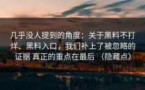 几乎没人提到的角度：关于黑料不打烊、黑料入口，我们补上了被忽略的证据 真正的重点在最后 （隐藏点）
