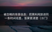 被忽略的背景信息：把黑料网放进同一条时间线里，答案更清楚（冷门）