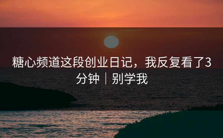 糖心频道这段创业日记，我反复看了3分钟｜别学我  第1张