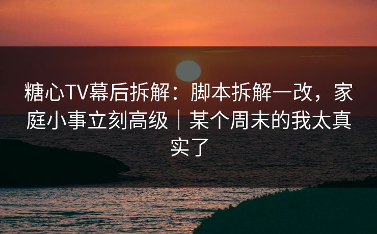糖心TV幕后拆解：脚本拆解一改，家庭小事立刻高级｜某个周末的我太真实了  第1张