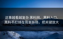 这事越看越复杂 黑料网、黑料入口、黑料不打烊在背景脉络，把关键放大