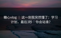 糖心vlog ｜ 这一刻我突然懂了：学习计划，最后3秒｜你会站谁？