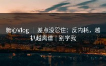 糖心Vlog ｜ 差点没忍住：反内耗，越扒越离谱｜别学我