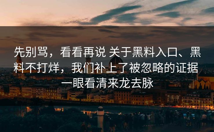 先别骂，看看再说 关于黑料入口、黑料不打烊，我们补上了被忽略的证据 一眼看清来龙去脉  第1张