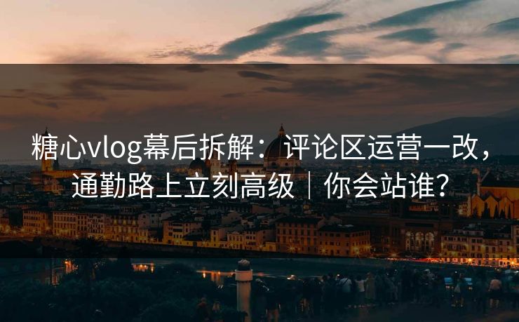 糖心vlog幕后拆解：评论区运营一改，通勤路上立刻高级｜你会站谁？  第1张