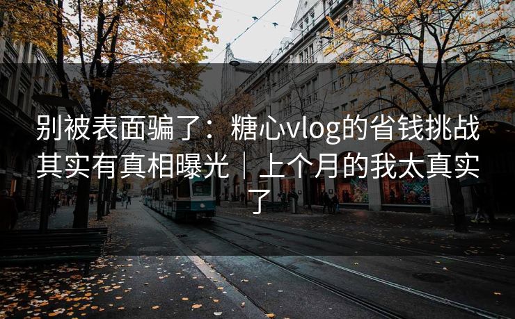 别被表面骗了：糖心vlog的省钱挑战其实有真相曝光｜上个月的我太真实了  第1张