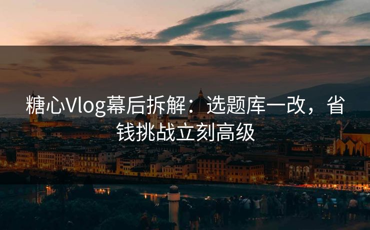 糖心Vlog幕后拆解：选题库一改，省钱挑战立刻高级  第1张