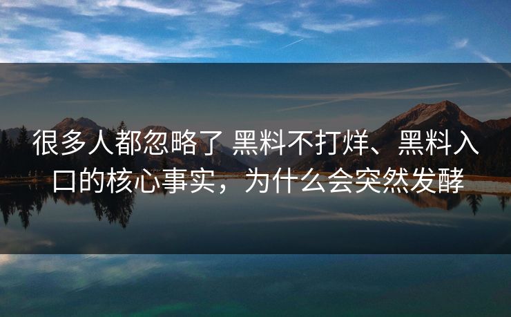 很多人都忽略了 黑料不打烊、黑料入口的核心事实，为什么会突然发酵