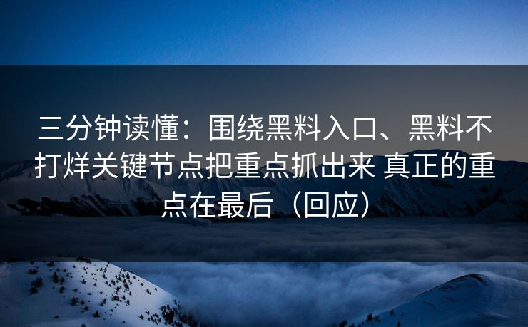 三分钟读懂：围绕黑料入口、黑料不打烊关键节点把重点抓出来 真正的重点在最后（回应）  第1张
